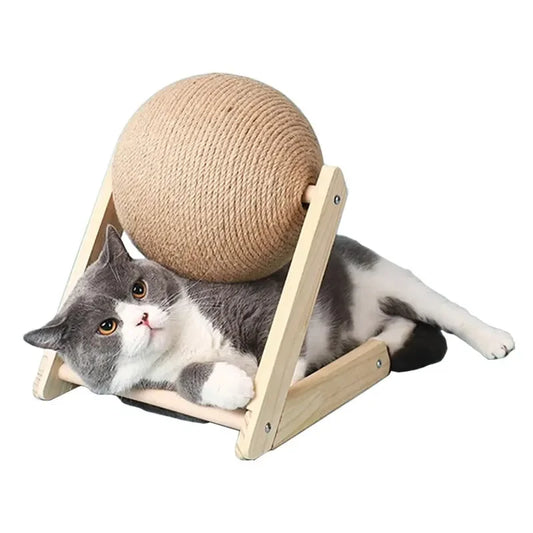 Elevate Your Cat's Playtime with Our Sturdy Triangle Sisal & Wood Scratching Ball Toy – Endless Indoor Fun Awaits! 🐾✨